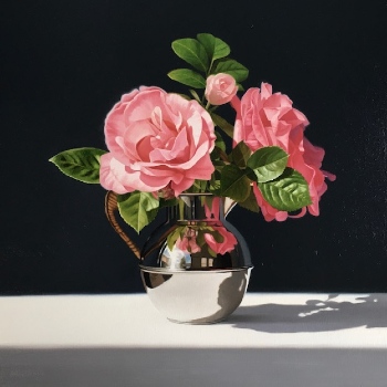 Oil painting - Pink Roses in a Guernsey Jug