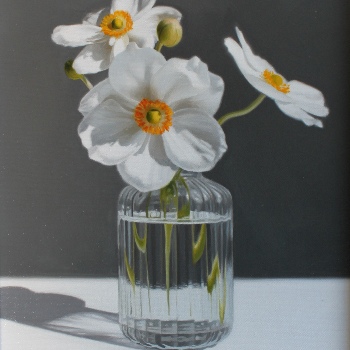 Oil painting - Anemones in a Glass Vase